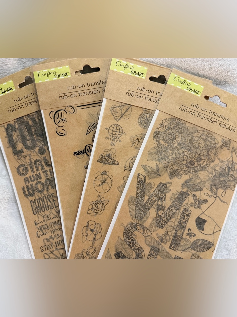Crafter's Square Rub-On Transfers - Vintage Script & Icons - Discontinued